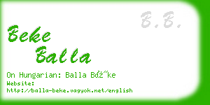 beke balla business card
